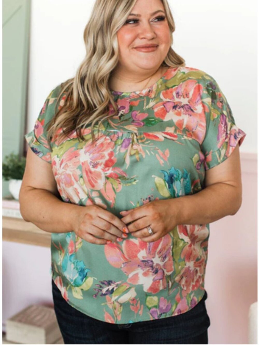 Won't Let You Down Floral Blouse | Sage | Size L